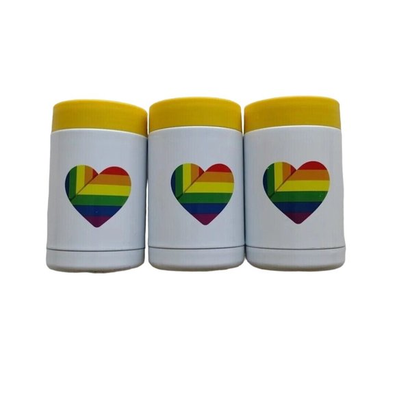 Bottle and Can Double Wall Insulater Drink Holder Rainbow Heart Set Of 3 Fun - Picture 2 of 12